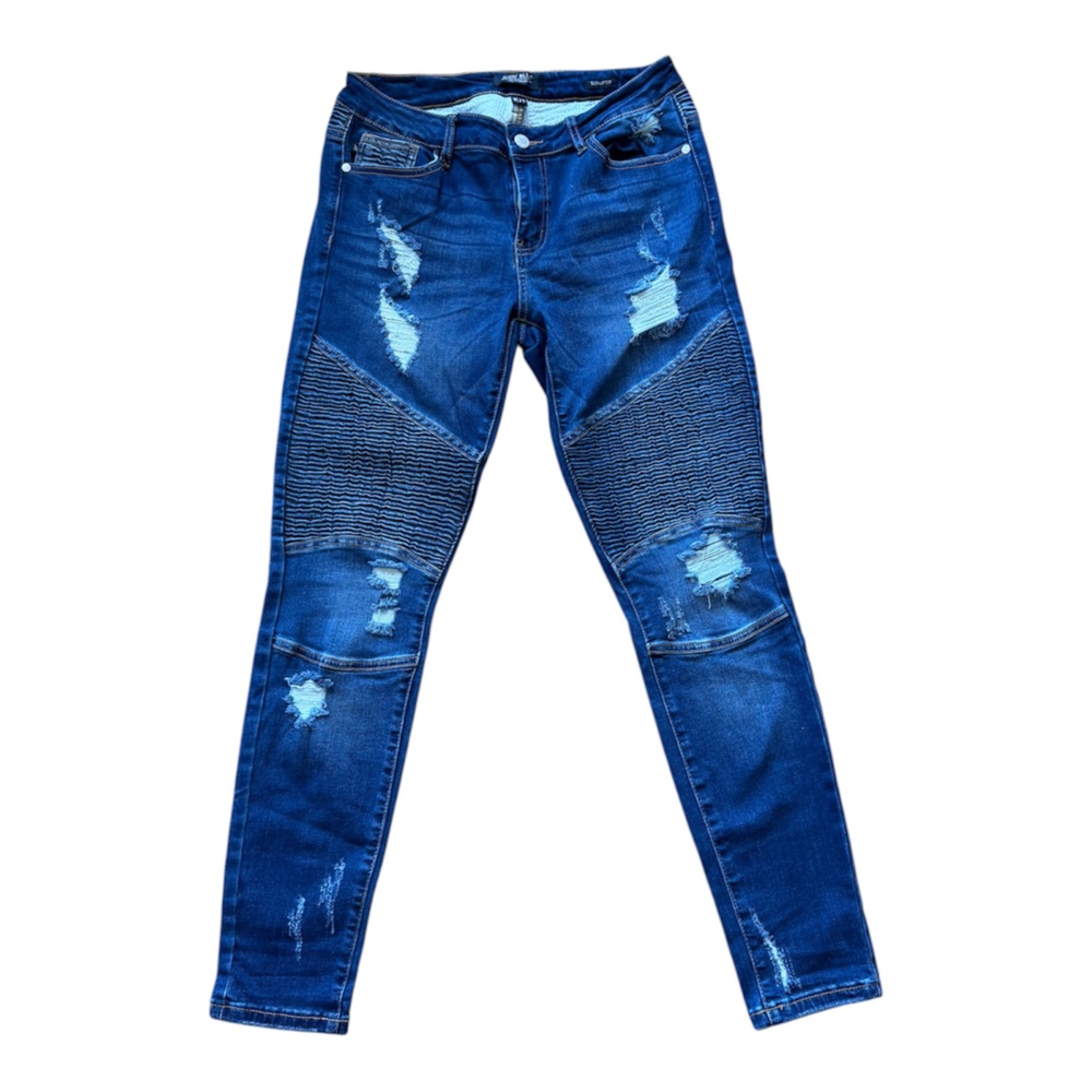 Judy Blue Women 9/29 Jeans Skinny Fit Style JB8469 Distressed Moto Denim Grunge - Picture 2 of 16